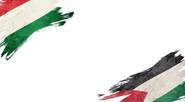 Beyaz Arkaplanda Macaristan ve Filistin Bayrakları — Stok fotoğraf